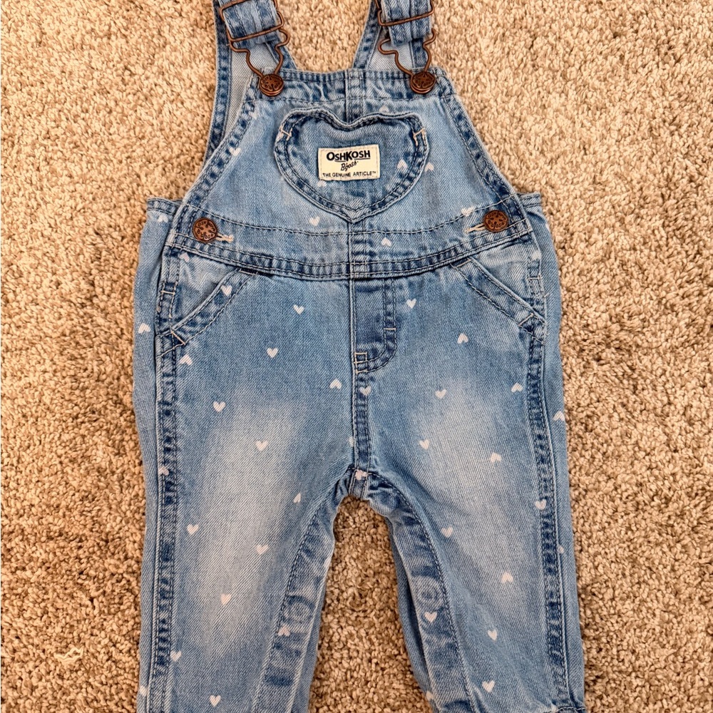 OshKosh B'gosh Light Blue Heart Pattern Overalls